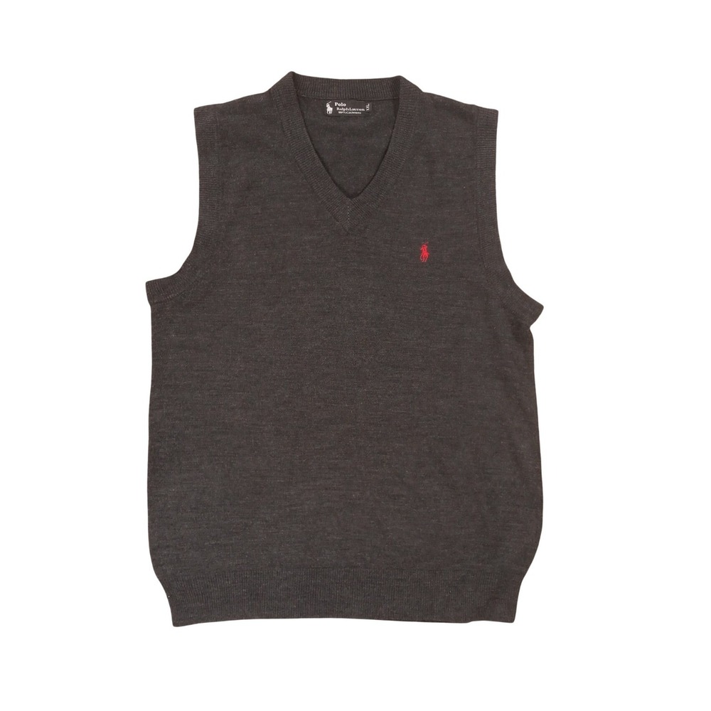 Polo Ralph Lauren Mens XXL 100% Cashmere V-Neck Sweater Vest Charcoal Gray Pony